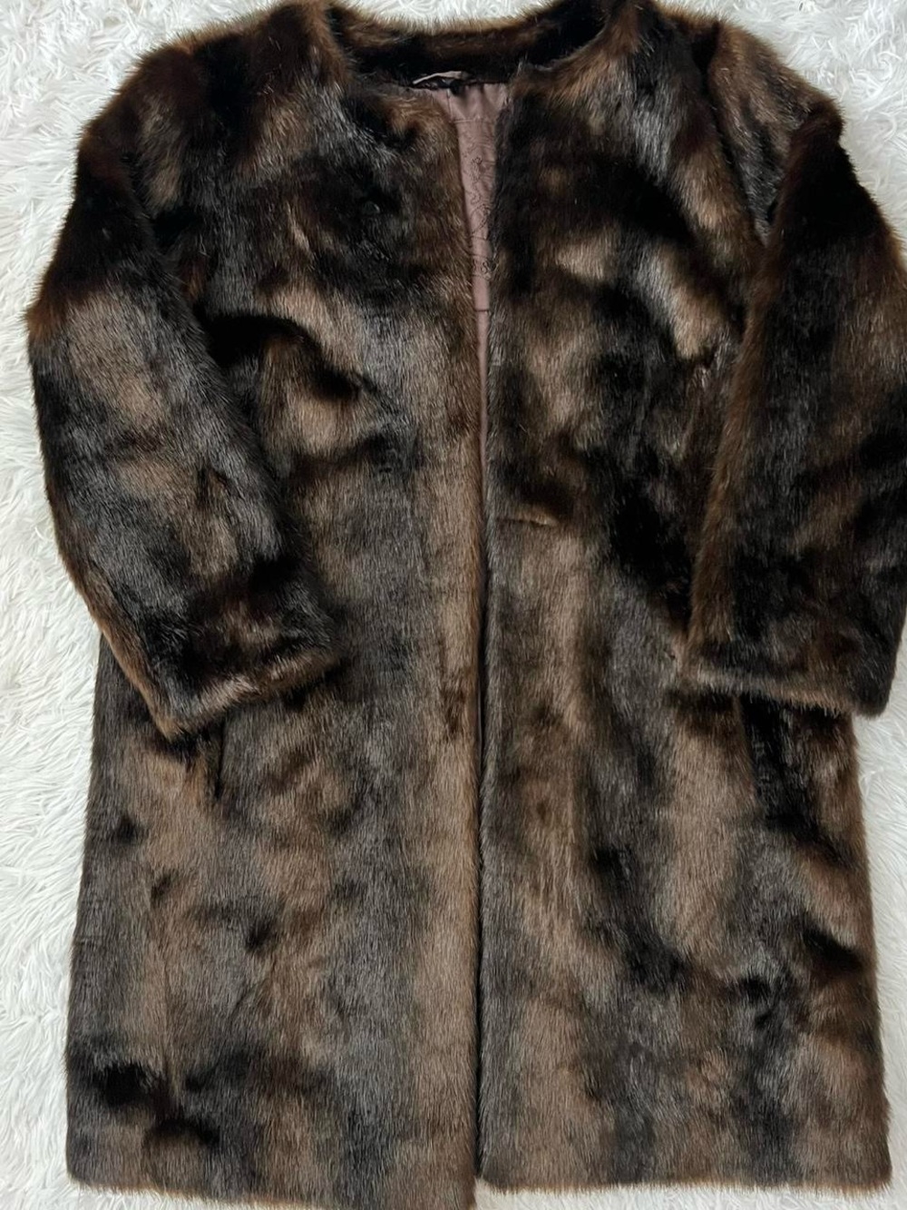 Y2K Express Brown Faux Fur Coat - Women's Long Jacket